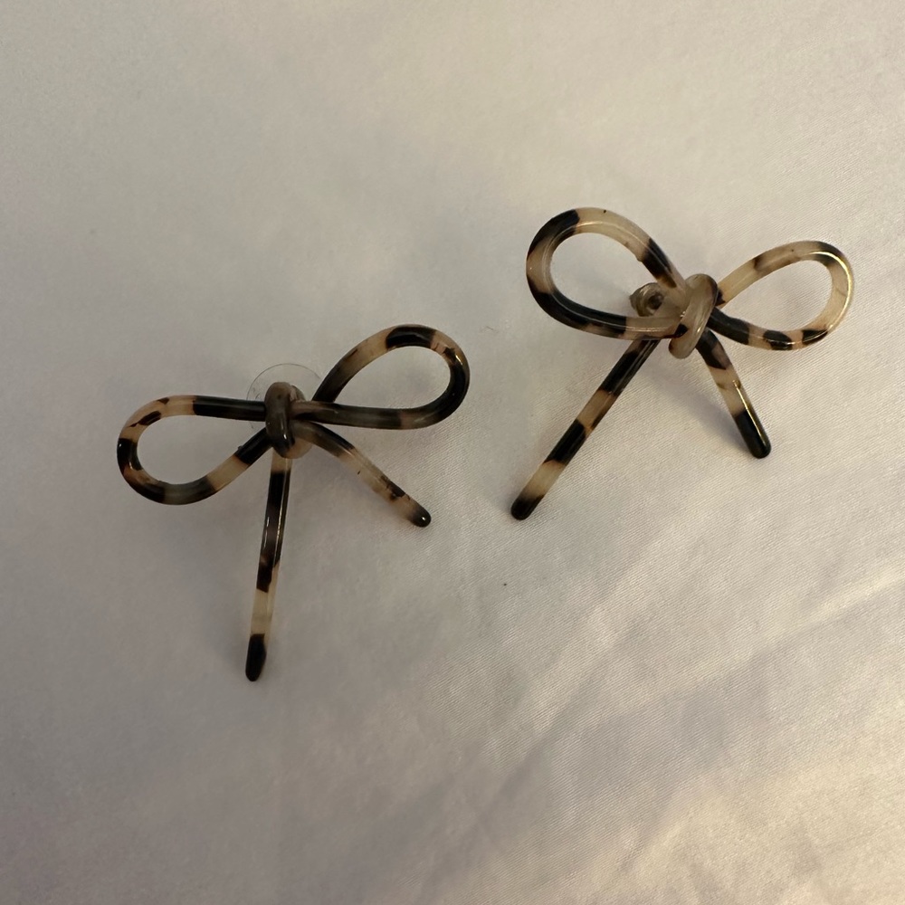 J. Crew Brown Tortoise Bow Earrings
